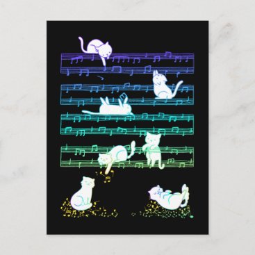 Playful Cats Colorful Music Notes Composer Cat
