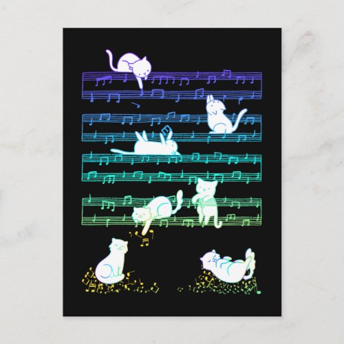 Playful Cats Colorful Music Notes Composer Cat