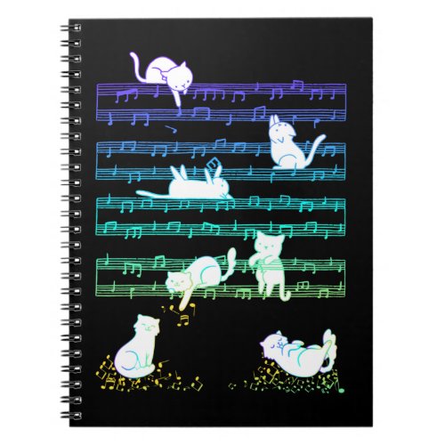 Playful Cats Colorful Music Notes Composer Cat Notebook