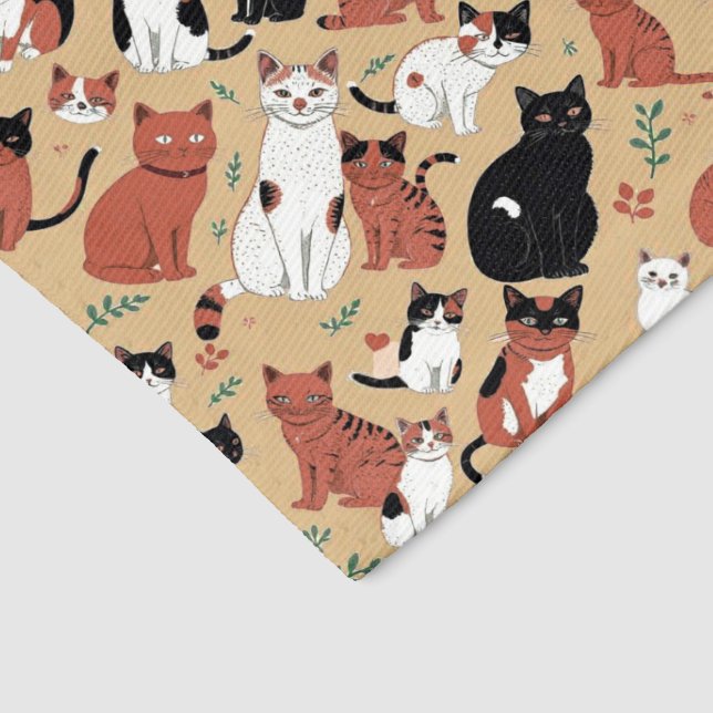 Playful Cats on a Tan Background Pet Bandana Collar (Corner)
