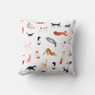 Playful Cats Pattern – Cute Feline Lover Throw Pillow
