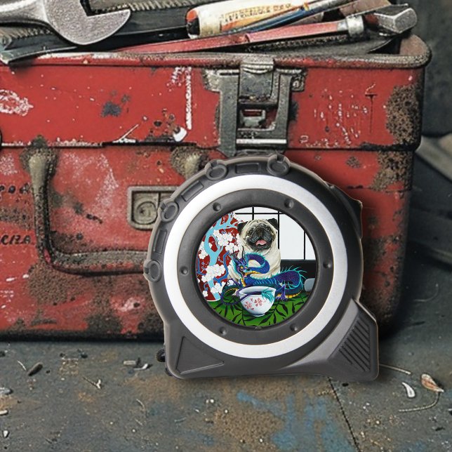 Playful Charming Pug Dog Japanese Dragon Tape Measure (Creator Uploaded)