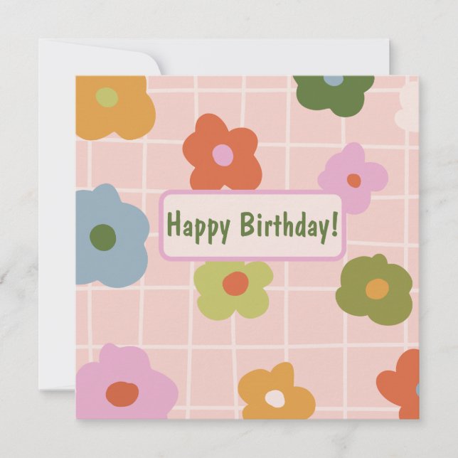 Playful  checkered plaid with daisies   (Front)