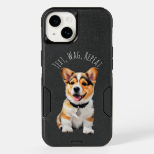 Playful Cheerful Corgi 'Text. Wag. Repeat.' Fun OtterBox iPhone 14 Case
