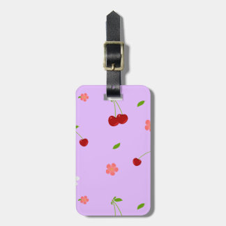 Playful Cherry Fruit and Flower Background Luggage Tag