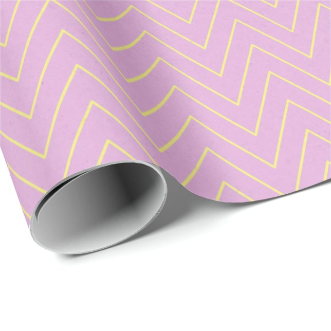  Playful Chevron Two-Tone Gift Wrap – Pink & Gold  (Roll Corner)