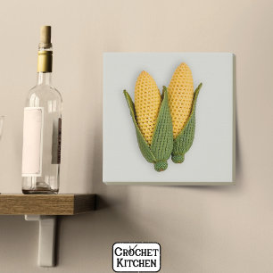 Playful Chic Grandma's Garden Modern Crochet Corn Faux Canvas Print