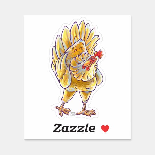 Playful chicken character sticker