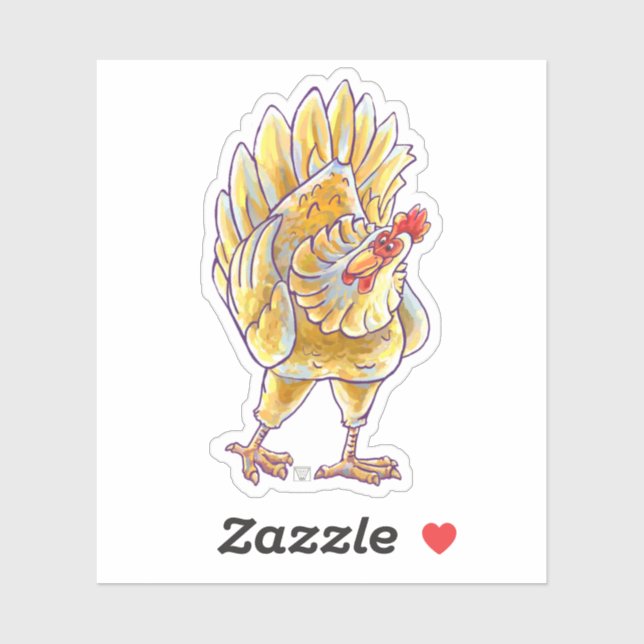Playful chicken character sticker (Sheet)