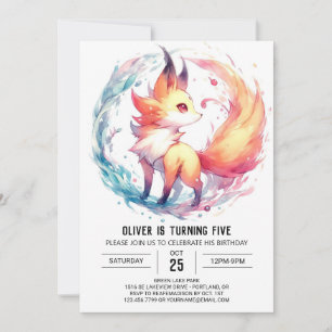 Playful Children Fox Birthday Invitation