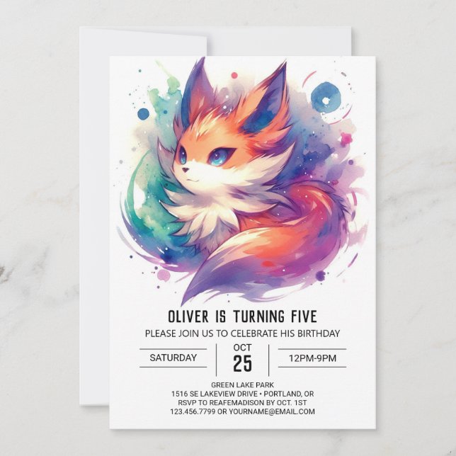 Playful Children Fox Birthday  Invitation (Front)