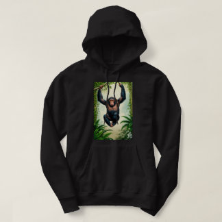 Playful Chimpanzee Family in the Jungle Men's Basi Hoodie