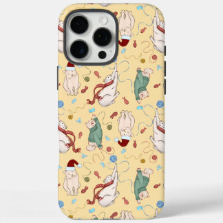 Playful Christmas Cats with Yarn and Holiday Motif iPhone 16 Pro Max Case