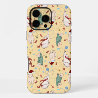 Playful Christmas Cats with Yarn and Holiday Motif iPhone 16 Pro Max Case