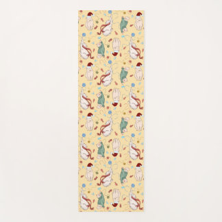 Playful Christmas Cats with Yarn and Holiday Motif Yoga Mat