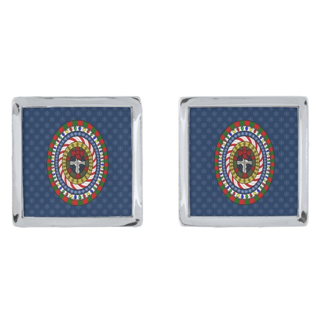 Playful Christmas Cuff Links (Front)