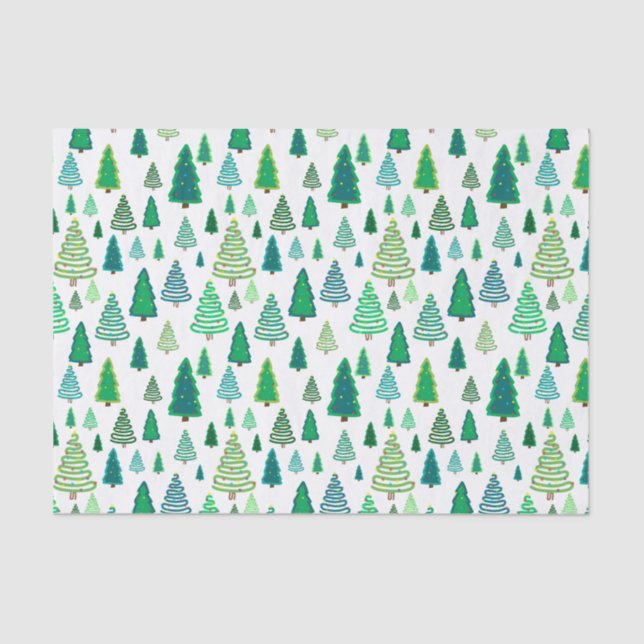 Playful Christmas Doodles Tree Pattern Tissue Paper (Front)