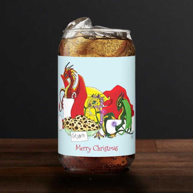 Playful Christmas Dragons Fantasy Milk Cookies Can Glass (Creator Uploaded)