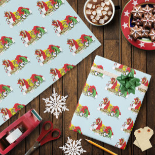 Playful Christmas Dragons Fantasy Milk Cookies Wrapping Paper