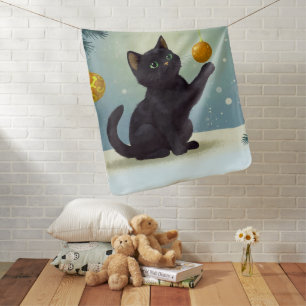 Playful Christmas Kitten Baby Blanket