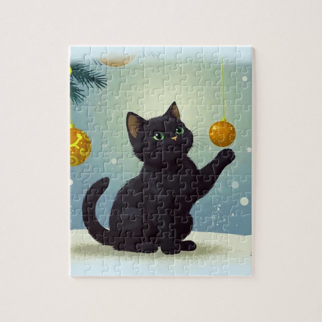 Playful Christmas Kitten Jigsaw Puzzle (Vertical)