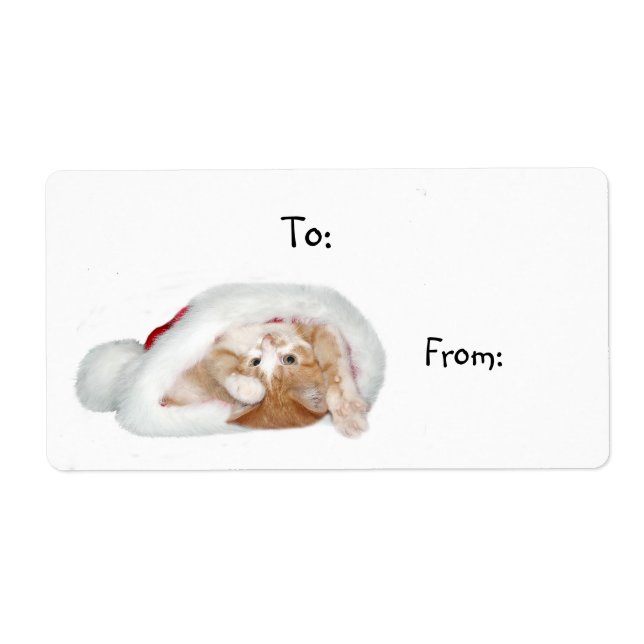 Playful Christmas kitten Label (Front)