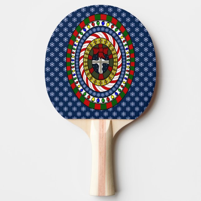 Playful Christmas Ping Pong Paddle (Front)