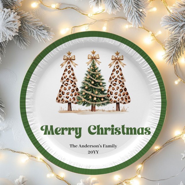Playful Christmas Tree Editable Personalized Plate (Playful Christmas Tree Editable Personalized Paper Plates)