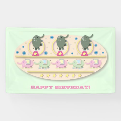 Playful Circus Elephants Birthday Banner