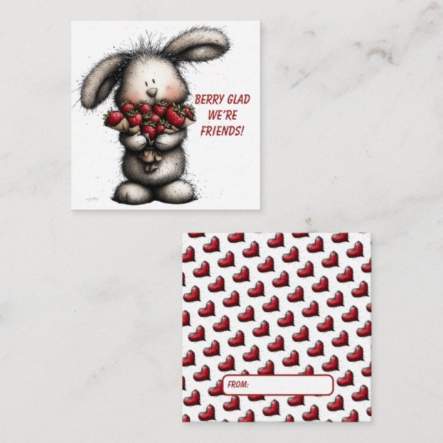 Playful Classroom Valentine – Bunny Design  Note Card (Front/Back)