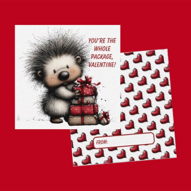 Playful Classroom Valentine – Hedgehog Design  Note Card (Creator Uploaded)