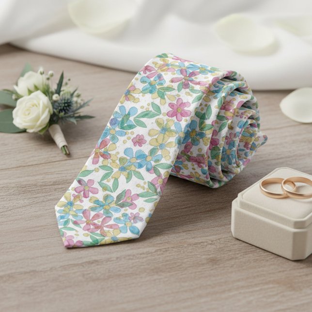 Playful Classy Neck Tie With Retro Floral Pattern (Creator Uploaded)