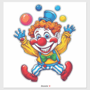 Playful Clown Jumping With Bright Balls Sticker