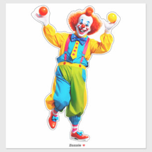 Playful Clown Jumping With Bright Balls Sticker