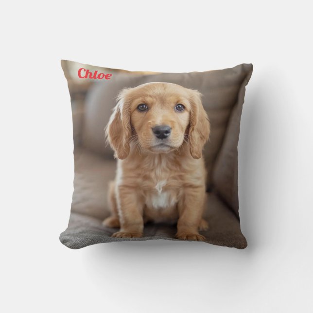 Playful Cocker Spaniel Throw Pillow (Front)
