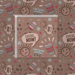 Playful Coffee Now Mocha Pattern Fabric