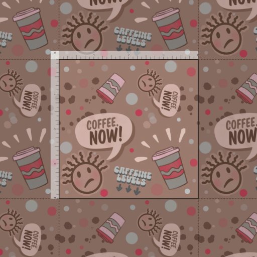 Playful Coffee Now Mocha Pattern Fabric