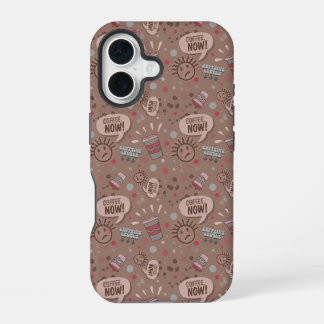 Playful Coffee Now Mocha Pattern iPhone 16 Case