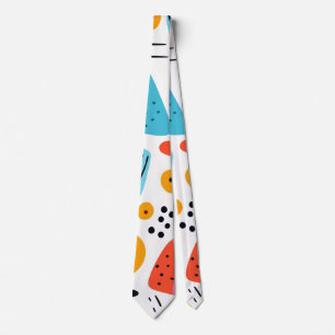 Playful Colorful Geometric Memphis Style Pattern Neck Tie