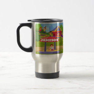 Playful Colorful Kids' Cartoon Playground Fun Name Travel Mug