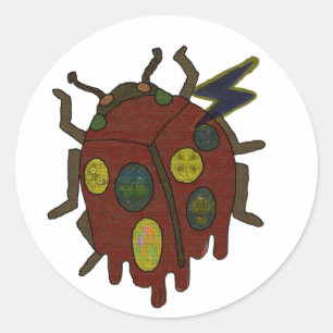 Playful, Colorful Melting Ladybug Classic Round Sticker