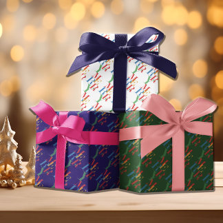 Playful Colorful Merry Trio Pack of Wrapping Paper Sheets