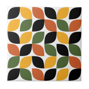 Playful, colorful, modern pattern leaf abstraction ceramic tile