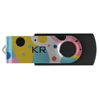 Playful colorful organic shapes| monogram flash drive