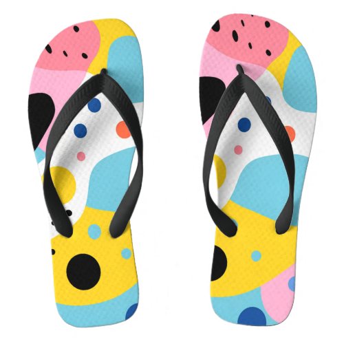 Playful colorful organic shapes monogram flip flops