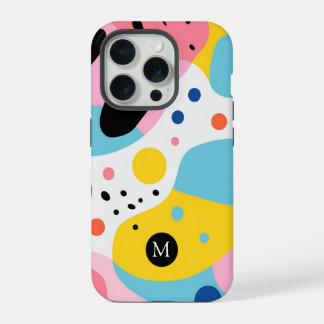 Playful colorful organic shapes| monogram iPhone 15 pro case