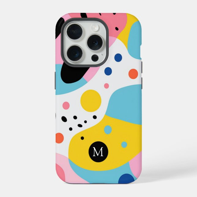 Playful colorful organic shapes| monogram iPhone case (Back)