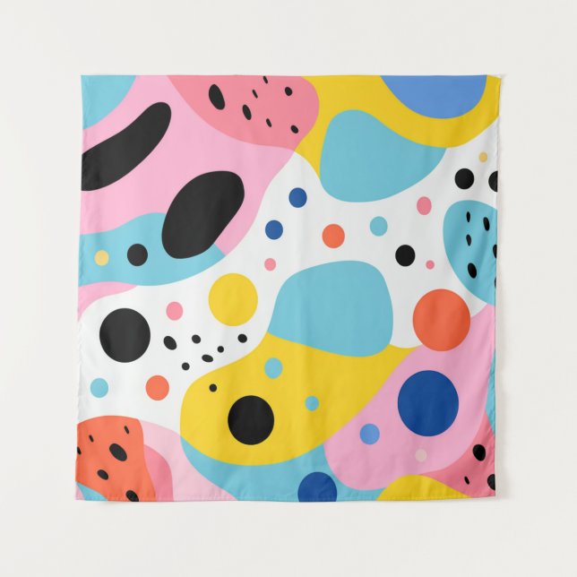 Playful colorful organic shapes| monogram tapestry (Front)