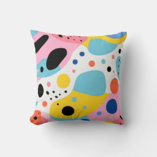 Playful colorful organic shapes monogram throw pillow
