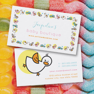 Playful Colorful Pastels Ducklings And Dots Frame Business Card